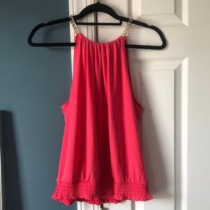 Michael Kors Gold Chain Pink Blouse